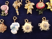 Nolan Miller Group of (32) Charms for Necklace or Charm Bracelet: Flowers and Birds