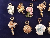 Nolan Miller Group of (32) Charms for Necklace or Charm Bracelet: Flowers and Birds