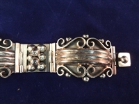 (2) Chunky CII Taxco Mexican Sterling Bracelets 7.25, and 7.5 Long