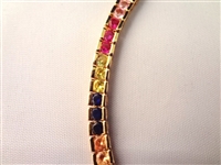 (2) Gold Plated Sterling Silver Tennis Bracelets; Sapphires, Rubies