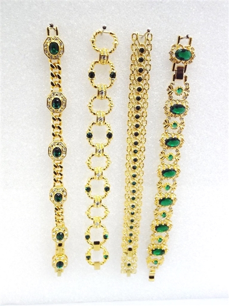 (4) Jacqueline Bouvier Kennedy Camrose and Kross Gold Tone Tennis Bracelets