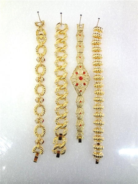 (4) Jacqueline Bouvier Kennedy Camrose and Kross Gold Tone Tennis Bracelets: 
