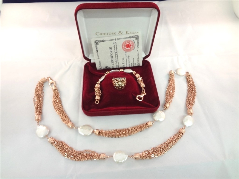 Jacqueline Bouvier Kennedy Camrose and Kross Necklace, Bracelet, Ring Matching Set New in Box