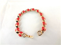 Trifari Ladybug Enameled Gold Tone Tennis Bracelet 7.5" long