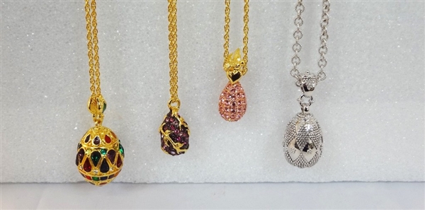 (4) Joan Rivers Faberge Egg Necklaces with Egg Pendants