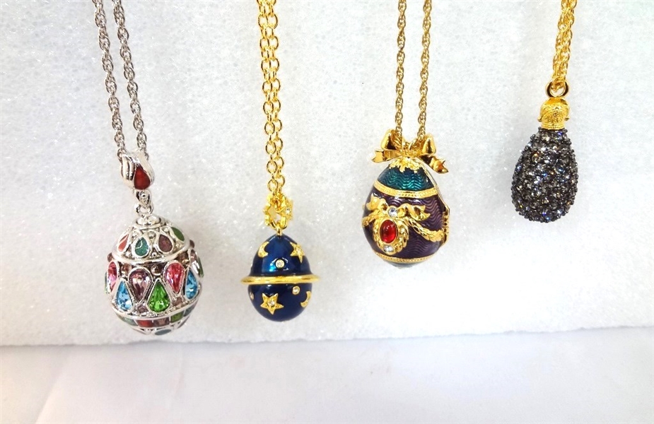 (4) Joan Rivers Faberge Egg Necklaces with Egg Pendants