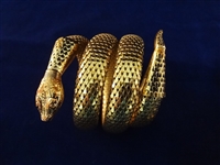 Whiting and Davis Three Coil Silver and Gold Tone Snake Bracelet and Earring Sets