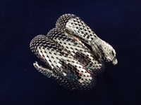 Whiting and Davis Three Coil Silver and Gold Tone Snake Bracelet and Earring Sets