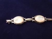 (4) Sterling Silver Mother of Pearl Cabochon Bracelets