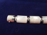 (4) Sterling Silver Mother of Pearl Cabochon Bracelets