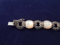 (4) Sterling Silver Mother of Pearl Cabochon Bracelets