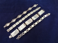 (4) Sterling Silver Mother of Pearl Cabochon Bracelets