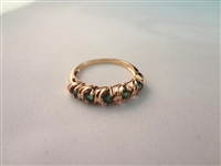 14K Gold Ring (5) Round Emeralds 1.6mm Ring Size 6.25
