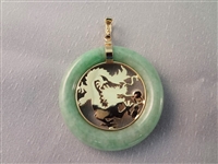 14K Gold and Green Apple Jade Dragon Pendants (4)