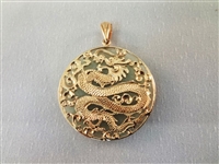 14K Gold and Green Apple Jade Dragon Pendants (4)