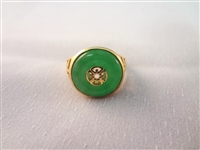 14K Gold Wrapped Dark Green Jade Pendant and Ring Set
