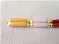 14K Gold and Multi Color Jade Double Tube Bracelet, Ring and Pendant