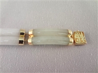 14K Gold and Multi Color Jade Double Tube Bracelet, Ring and Pendant