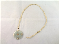 14K Gold Green Apple Jade Necklace and Pendant 32 long
