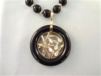 14K Gold Black Jade Jewelry Suite: (1) Necklace, (4) Pendants, (2) Bracelets, (1) Ring