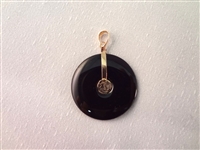 14K Gold Black Jade Jewelry Suite: (1) Necklace, (4) Pendants, (2) Bracelets, (1) Ring