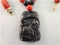 14K Gold and Red Coral Jade Jewelry Suite: (2) Necklaces, (2) Bracelets, (2) Pendants, (1) Ring 
