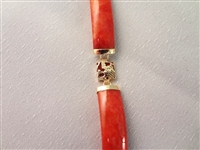 14K Gold and Red Coral Jade Jewelry Suite: (2) Necklaces, (2) Bracelets, (2) Pendants, (1) Ring 
