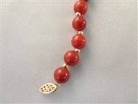 14K Gold and Red Coral Jade Jewelry Suite: (2) Necklaces, (2) Bracelets, (2) Pendants, (1) Ring 