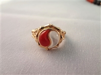 14K Gold and Red Coral Jade Jewelry Suite: (2) Necklaces, (2) Bracelets, (2) Pendants, (1) Ring 
