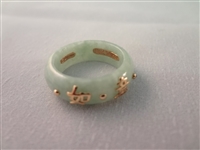 14K Gold Green Apple Jade (3) Necklaces, Pendants and Ring Sets
