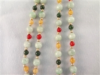 14K Gold and Multi Color Jade Jewelry Suite: Necklace, (2) Bracelets, (1) 18K gold Ring, (1) Pendant