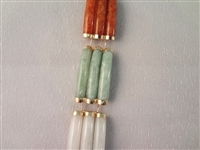 14K Gold and Multi Color Jade Jewelry Suite: Necklace, (2) Bracelets, (1) 18K gold Ring, (1) Pendant