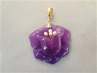14K Gold and Lavender Jade Jewelry Suite: (1) Necklace (2) Rings, (4) Bracelets, (2) Pendants