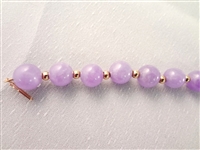 14K Gold and Lavender Jade Jewelry Suite: (1) Necklace (2) Rings, (4) Bracelets, (2) Pendants