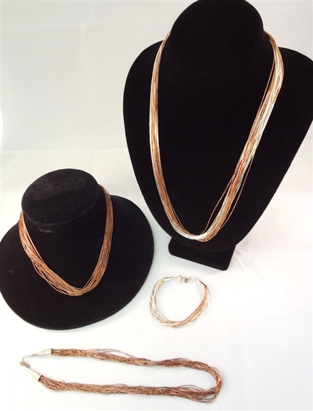Running Bear Southwest Liquid Sterling Silver and Copper Necklace and Bracelet Sets