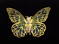(4) Nolan Miller Oversize Enamel & Rhinestone Butterfly Brooches and (1) Pendant
