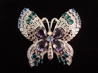 (4) Nolan Miller Oversize Enamel & Rhinestone Butterfly Brooches and (1) Pendant