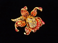 (6) Nolan Miller Enameled Rhinestone Oversize Floral Brooches