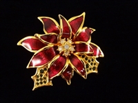 (6) Nolan Miller Enameled Rhinestone Oversize Floral Brooches