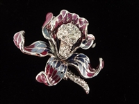 (6) Nolan Miller Enameled Rhinestone Oversize Floral Brooches
