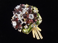 (6) Nolan Miller Enameled Rhinestone Oversize Floral Brooches