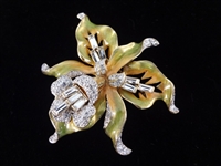 (6) Nolan Miller Enameled Rhinestone Oversize Floral Brooches