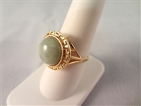 14K Gold and Green Apple jade Jewelry Suite: (1) Ring, (2) Pendants, (2) Earrings, (1) Bracelet