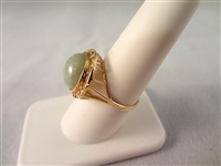 14K Gold and Green Apple jade Jewelry Suite: (1) Ring, (2) Pendants, (2) Earrings, (1) Bracelet