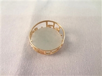 14K Gold and Green Apple jade Jewelry Suite: (1) Ring, (2) Pendants, (2) Earrings, (1) Bracelet