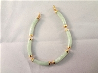 14K Gold and Green Apple jade Jewelry Suite: (1) Ring, (2) Pendants, (2) Earrings, (1) Bracelet