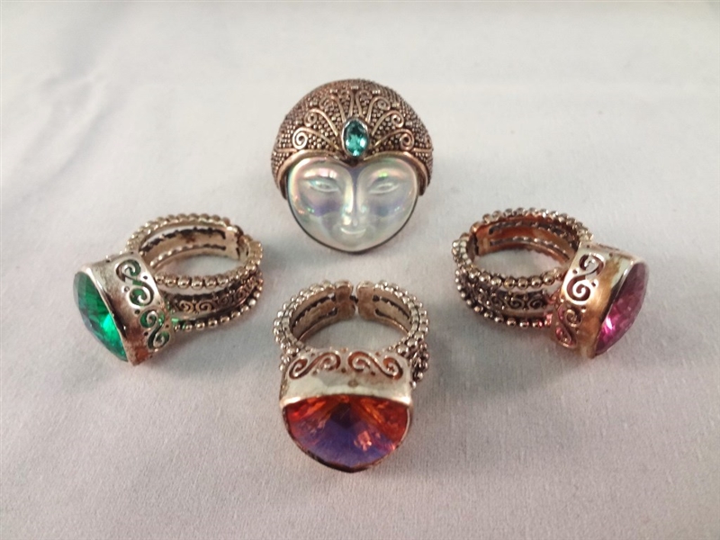 (4) Sajen Sterling Silver Chunky Cocktail Rings