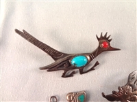 Southwest Sterling and Turquoise Brooches and Charms