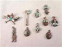 Southwest Sterling and Turquoise Brooches and Charms