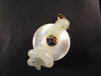 14K Gold and White Jade Jewelry Suite (1) MOP Necklace, (2) Pendants, (2) Bracelets, (1) Ring